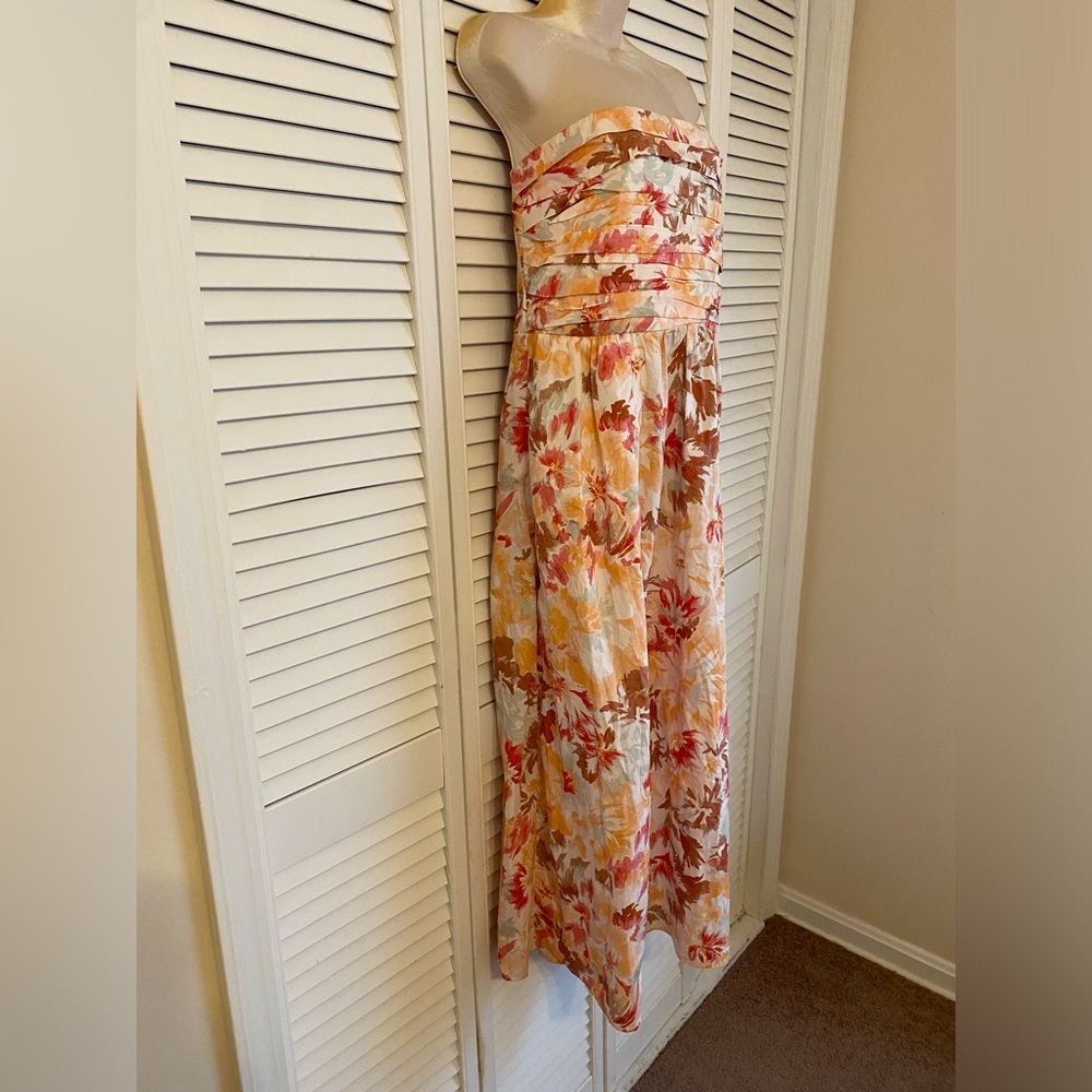 NWT Abercrombie & Fitch Smocked Midi Dress Large Poplin Floral Resort Vacation - Picture 4 of 8